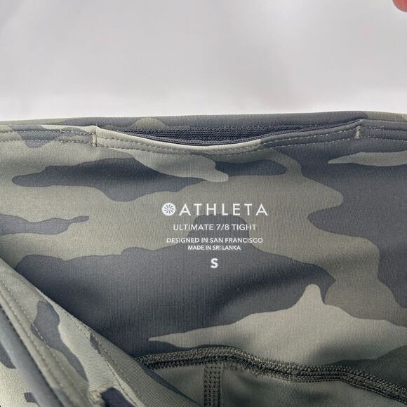 ATHLETA Ultimate 7/8 Tight High Rise Green Gray Camo Ankle Leggings Size Small - Picture 9 of 10
